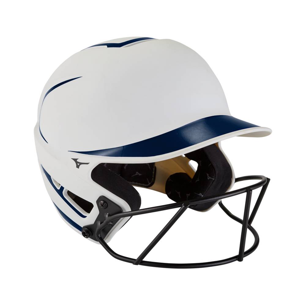 Capacete Mizuno F6 Fastpitch Softball Batting - Mulher - Branco/Azul Marinho - YXJGL4036